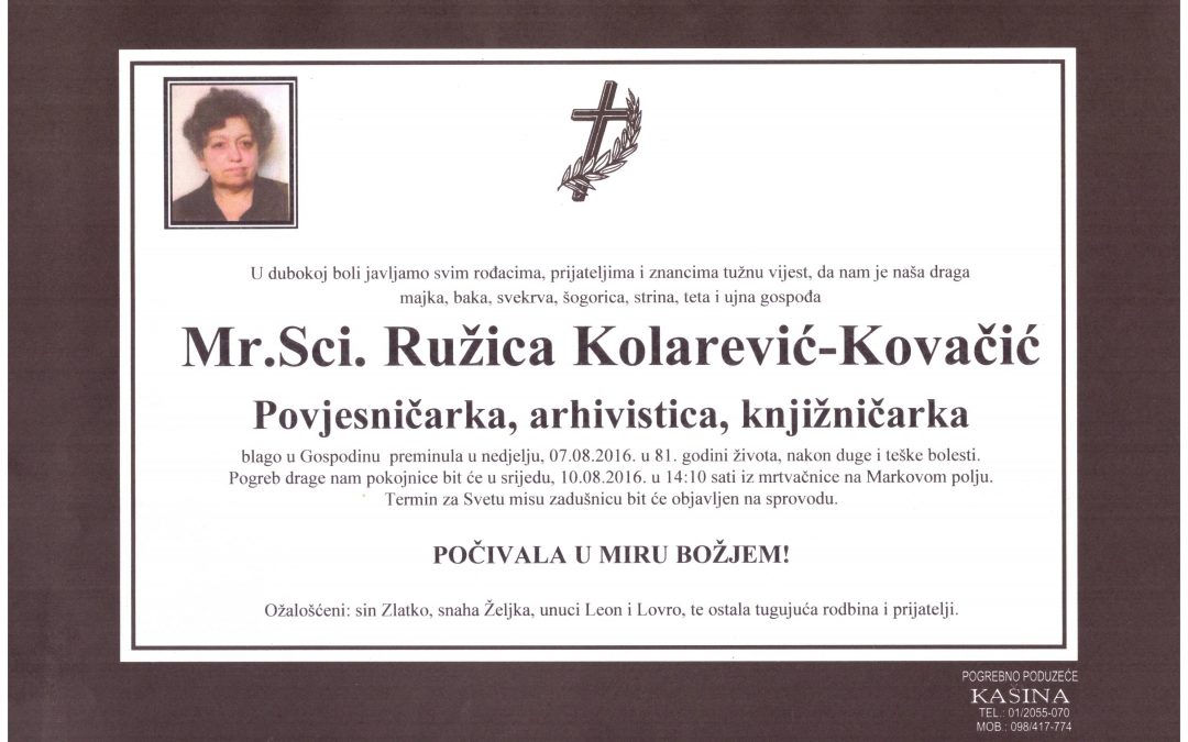 Obavijest o trenutnoj odsutnosti odvjetnika zbog smrtnog slučaja u obitelji